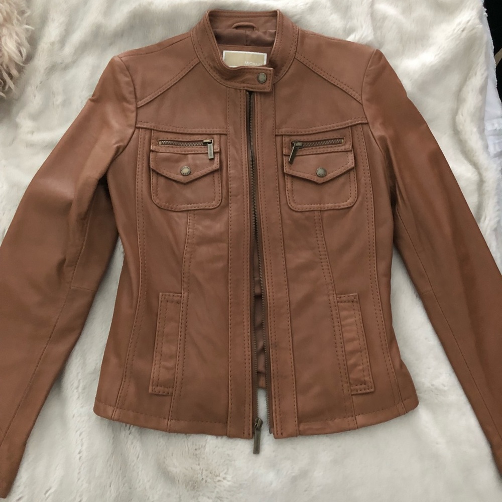 Michael Kors Chestnut Leather Jacket